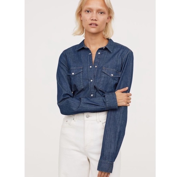 H&M NWOT size 4 denim button up - Picture 1 of 11